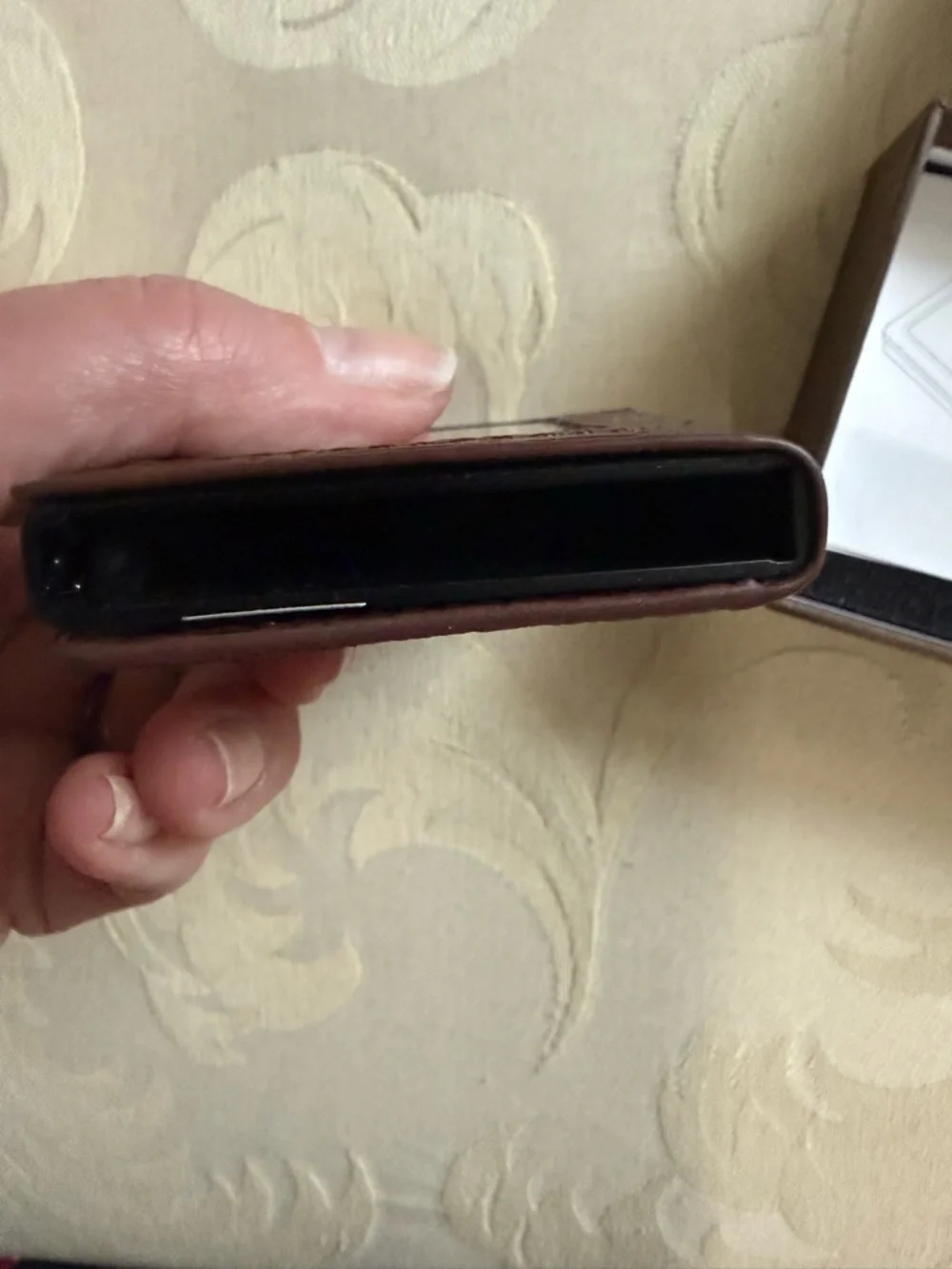 Pop Up‎ Wallet Brown Croc Embossed RFID Card Holder Slim w Box